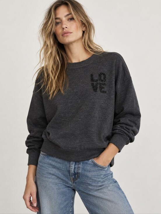 Old Navy Tops - Charcoal Gray LOVE Sweatshirt Relaxed Fit Pullover M